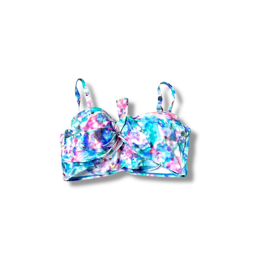 Torrid Watercolor Bikini Top Women's Size‎ 2 Underwire Twist Front Swimwear